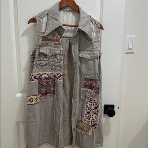 POL Cream and Tan Textured Vest